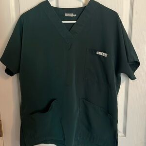 Crazy Scrubs silky green scrub top Vneck szXS